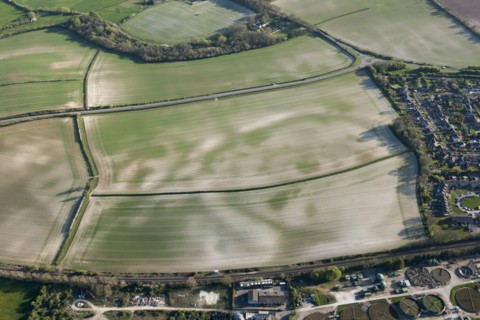 Mount Pleasant, a henge enclosure crop mark, near Dorchester, Dorset, 2015. Creator: Historic England.