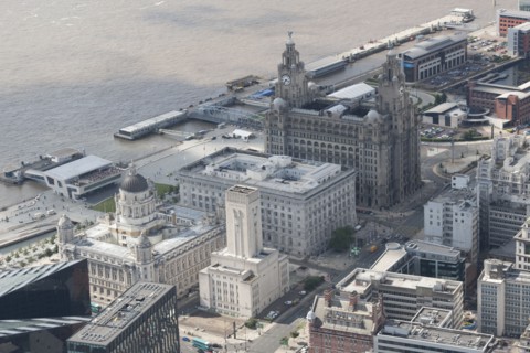 The Three Graces, Liverpool, 2015. Creator: Historic England.