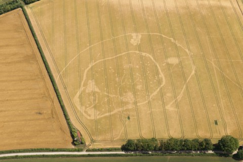 Iron Age double ditched enclosure crop mark, near South Wonston, Hampshire, 2015. Creator: Historic England.