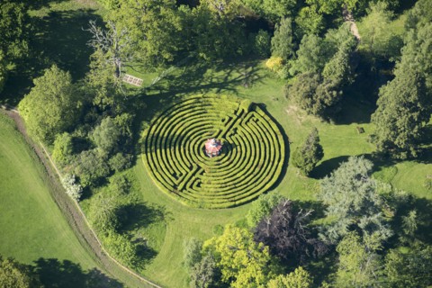 The Hornbeam Maze and Chinese Pavilion at Woburn Abbey, Woburn, Bedfordshire, 2018. Creator: Historic England.