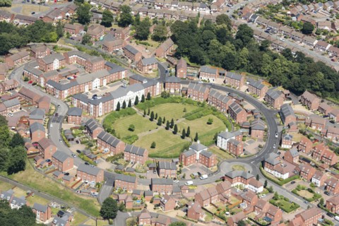 New housing at Horseshoe Crescent, Great Barr, West Midlands, 2018. Creator: Historic England.