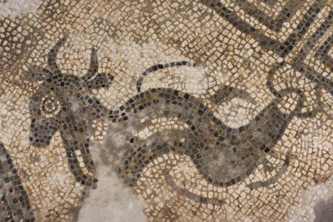 Mosaic, Great Witcombe Roman Villa, Gloucestershire, 2018. Creator: James O Davies.