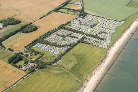 Caravan park and site of a World War II heavy anti aircraft battery, Corton Cliffs, Suffolk, 2019. Creator: Historic England.
