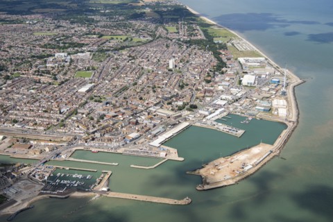 Hamilton Dock, Waveney Dock and the outer harbour at Lowestoft, Suffolk, 2019. Creator: Historic England.