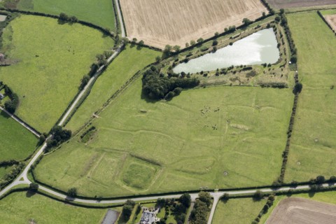 The earthwork remains of the medieval moated manor and settlement of Bleasby, Lincs, 2019. Creator: Historic England.