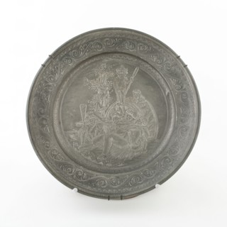 Plate with Silenus and Putti, Germany, 18th century; engraving probably 19th century.