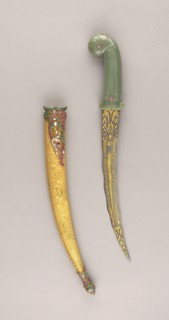 Dagger (Khanjar) with Scabbard, Dahestan, 18th/19th century Blade, Iranian, dated 1128 Hejira (A.D. 1715).