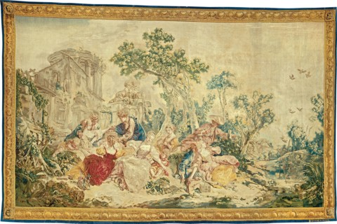The Bird Catcher, from The Noble Pastoral, Beauvais, 1778/80. Woven at the Manufacture Royale de Beauvais under the direction of André Charlemagne Charron, after a cartoon by François Boucher.