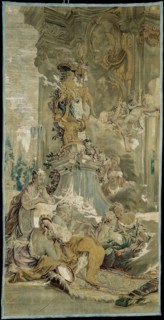 Psyche's Entrance into Cupid's Palace [left fragment], from The Story of Psyche, Beauvais, 1756/63. Woven at the Manufacture Royale de Beauvais under the direction of André Charlemagne Charron, after ...