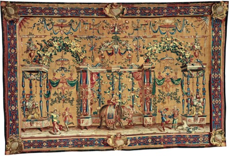The Elephant, from The Berain Grotesques Series, France, c. 1688/1732. Woven at the Manufacture Royale de Beauvais under the direction of the Behagle family, the Filleul brothers, or Noël-Antoine Méro...