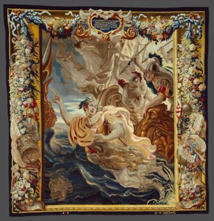Caesar Throws Himself into the Sea, from 'The Story of Caesar and Cleopatra', Flanders, c. 1680. Woven at the workshop of Willem van Leefdael, after a design by Justus van Egmont.