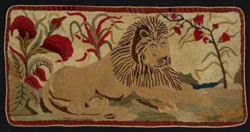 Lion with Palms (Rug), Ohio, 1890/1900. After a pattern designed by Ebenezer Ross.