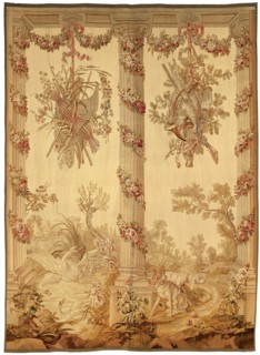 A Panel from a Porticoes Series, France, 1775/1800. Swans and hunting dogs. Woven at the Manufacture Royale du Beauvais or the Manufacture Royale d'Aubusson, possibly after designs by Jean-Baptiste Ou...