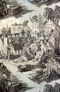 William Penn's Treaty with the Indians (Furnishing Fabric), England, c. 1785. Quaker leader Penn in a meeting with Native Americans. After an engraving by John Hall after a painting by Benjamin West.