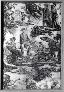 The Apotheosis of Washington and Franklin (Furnishing Fabric), England, c. 1785. George Washington drives a chariot pulled by leopards. The allegorical figure of American Independence is a passenger. ...