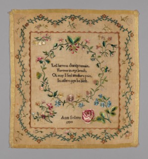 Sampler, Pennsylvania, 1793. Verse from 'An Invocation to the Almighty', attributed to Joseph Brown Ladd.