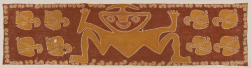 Panel, Peru, 1000/1476. Human-like figure and birds.