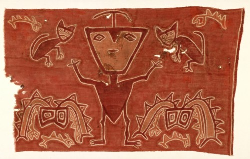Panel, Peru, 1000/1476. Human figure with animals.