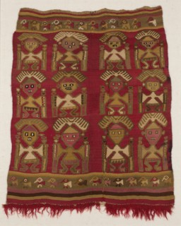 Fragment (Loincloth), Peru, A.D. 1250/1470. Human figure with headdress motif, with birds in border.