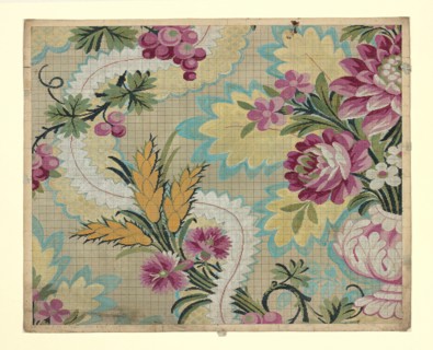 Mise-en-carte (Point-paper), France, 1760/90. Preparatory technical drawing for a patterned silk, instructions for the weaver. Designed by Germain Frères.