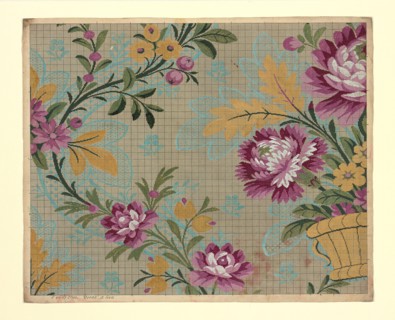 Mise-en-carte (Point-paper), France, 1760/90. Preparatory technical drawing for a patterned silk, instructions for the weaver. Designed by Germain Frères.