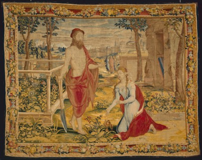 Christ Appearing to Mary Magdalene (Noli Me Tangere), Flanders, 1540/45. Woven in the workshop of Willem de Pannemaker, from a design attributed to Michiel Coxcie or Giovanni Battista Lodi da Cremona.