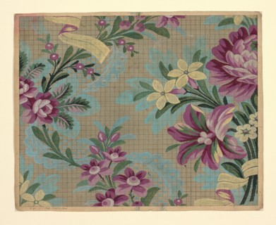Mise-en-carte (Point-paper), France, 1760/90. Preparatory technical drawing for a patterned silk, instructions for the weaver. Designed by Germain Frères.