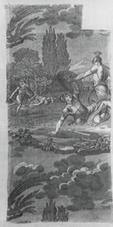 Le Combat des Horaces et des Curiaces (Furnishing Fabric), Nantes, c. 1820. Battle of the Horatii and Curiatii. Designed by Francois Pieters after engravings by Antoine Alexandre Morel after painting ...
