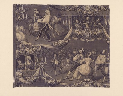 Le Bal (The Costume Ball) (Furnishing Fabric), France, 1827/40. Designed by George Zipelius after Sulpice Guillaume Chevallier.