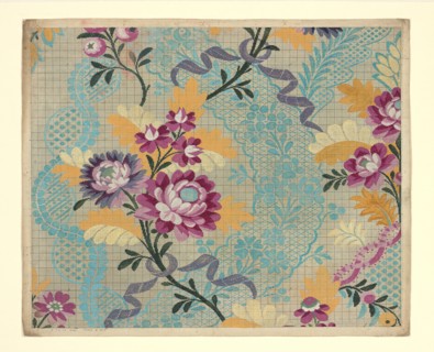 Mise-en-carte (Point-paper), France, 1760/90. Preparatory technical drawing for a patterned silk, instructions for the weaver. Designed by Germain Frères.