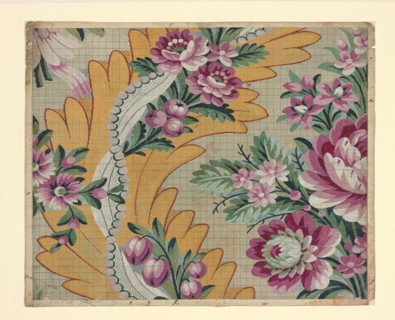 Mise-en-carte (Point-paper), France, 1787. Preparatory technical drawing for a patterned silk, instructions for the weaver. Designed by Germain Frères.