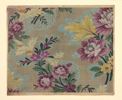 Mise-en-carte (Point-paper), France, 1760/90. Preparatory technical drawing for a patterned silk, instructions for the weaver. Designed by Germain Frères.