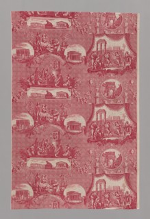 Le Romain (The Roman) (Furnishing Fabric), France, 1811/1821. Designed by Jean Baptiste Huet, engraved by Jules Mallet, after Bartolomeo Pinelli, manufactured by Oberkampf et Widmer.