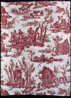 Scènes Flamandes (Furnishing Fabric), France, 1775. Flemish scenes, designed by Jean Baptiste Huet after Cornelis Pietersz. Bega, manufactured by Christophe Phillipe Oberkampf.