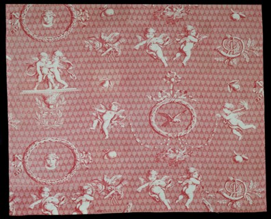 Amorini et Medallions (Cupid and Medallions) (Furnishing Fabric), France, c. 1810. Designed by Jean Baptiste Huet, manufactured by Christophe Philippe Oberkampf.
