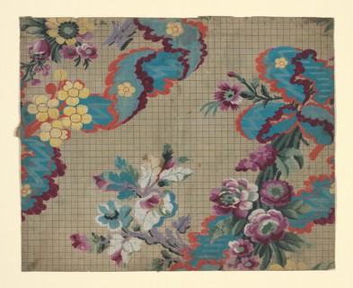 Mise-en-carte (Point-paper), France, 1764. Preparatory technical drawing for a patterned silk, instructions for the weaver.