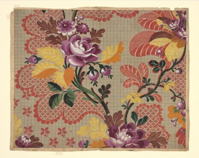 Mise-en-carte (Point-paper), France, 1760s. Preparatory technical drawing for a patterned silk, instructions for the weaver.