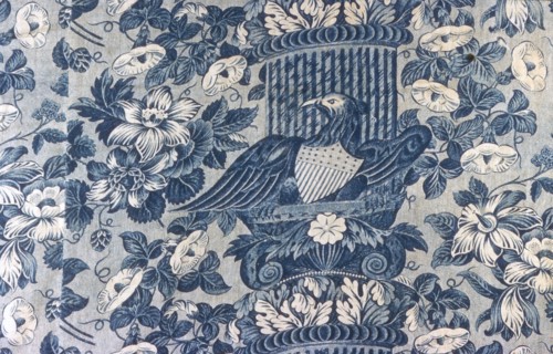Panel (Furnishing Fabric), England, 1830/40. Floral print with American eagle and shield.