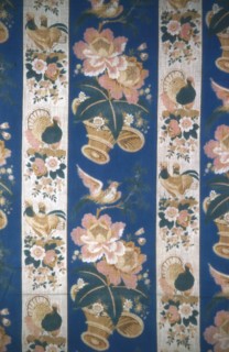 Panel (Furnishing Fabric), England, 1800/25. Floral print with roosters and turkeys.