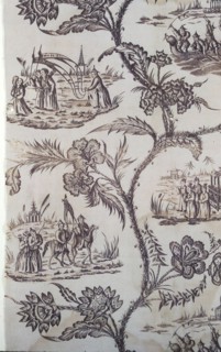 Panel (Furnishing Fabric), England, c. 1770/80. Floral print with Chinese-inspired vignettes.