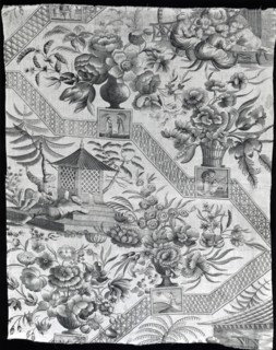 Panel (Furnishing Fabric), England, Late 18th early 19th century. Floral print with Chinese/Indian-inspired motifs.