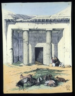 Panel (Furnishing Fabric), London, c. 1850s. Ruined temple with goats.