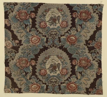 E Pluribus Unum (From the Many, One) (Furnishing Fabric), Manchester, 1825/35. Floral print with American eagle.