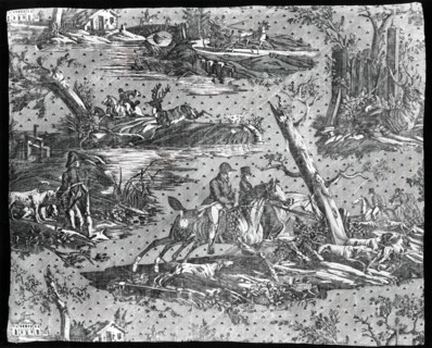 La Route de Jouy (The Road to Jouy) (Furnishing Fabric), Nantes, c. 1820. Engraved by Delmes after Carle Vernet and Horace Vernet, manufactured by Favre-Petitpierre et Cie.