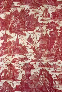 L'Agréable leçon (The Pleasant Lesson) (Furnishing Fabric), France, 1788. Vignettes of people playing musical instruments. Engraved by Francois Anotoine Aveline after Francois Boucher, manufactured by...