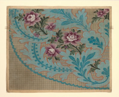 Mise-en-carte (Point-paper), France, 1760/90. Preparatory technical drawing for a patterned silk, instructions for the weaver.