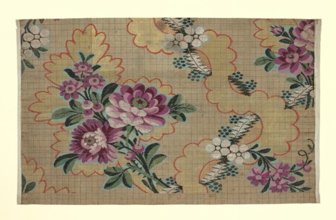 Mise-en-carte (Point-paper), France, 1760/90. Preparatory technical drawing for a patterned silk, instructions for the weaver.