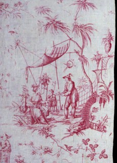 Panel (Furnishing Fabric), France, 1780. Chinese-influenced pattern. Engraved by Pierre-Charles Canot after Jean Baptiste Pillement.