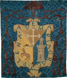 Armorial with an Unidentified Coat of Arms, Flanders, c. 1550. 'Ave Maria Gracia Plena' - Hail Mary full of grace.