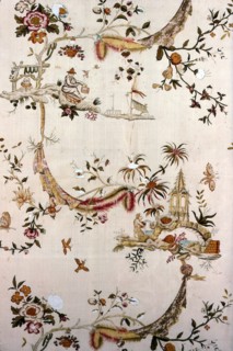 Panel (Furnishing Fabric), France, after 1786. Chinese-influenced floral print.